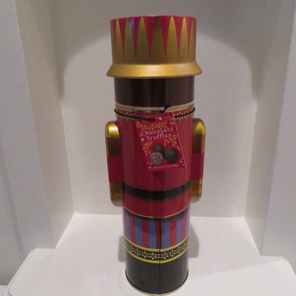 Christmas Red Nutcracker Tin Can Silver Crane Co. Keepsake Gift Empty Container - Picture 6 of 14